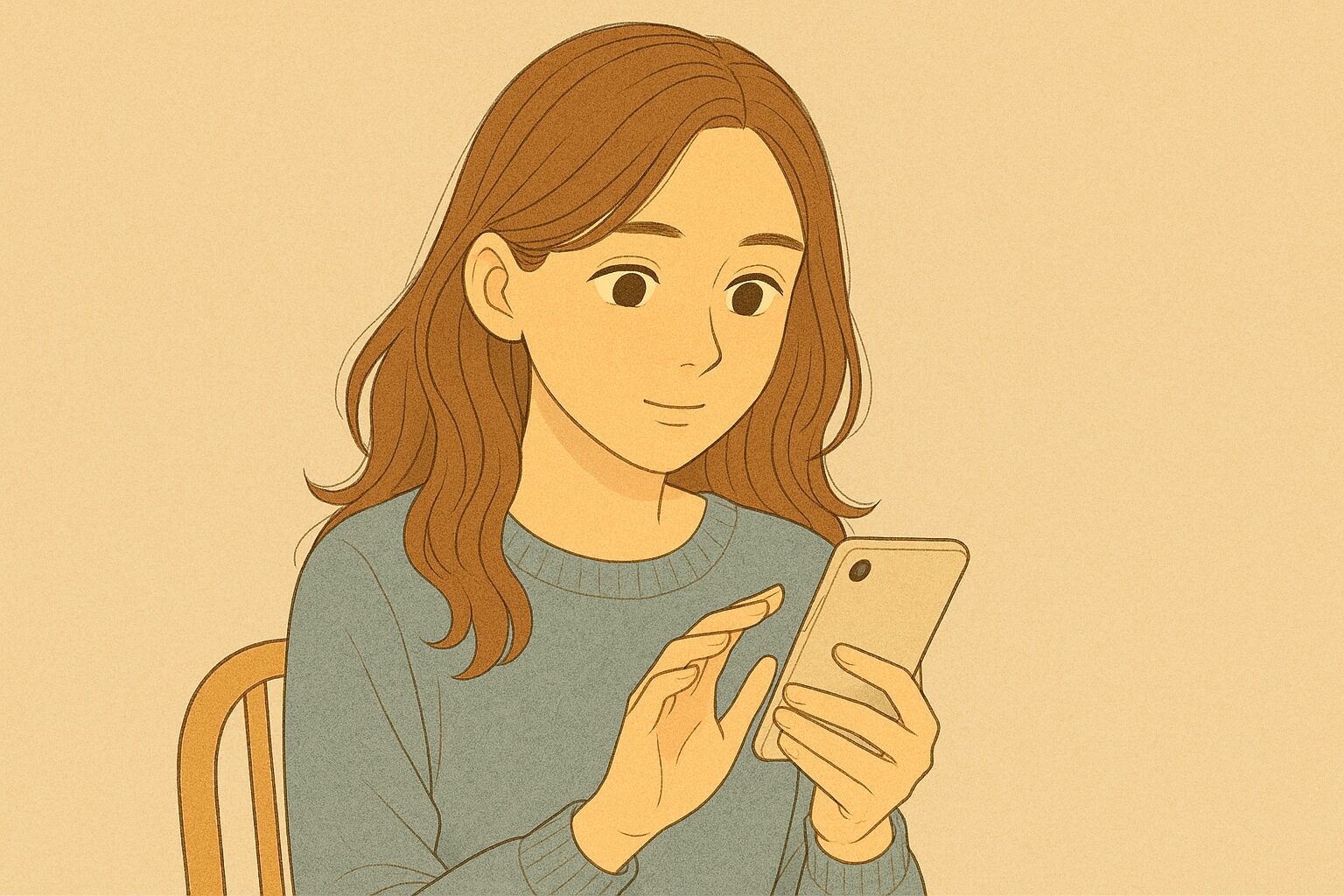 好きな人からのLINEを見る女性